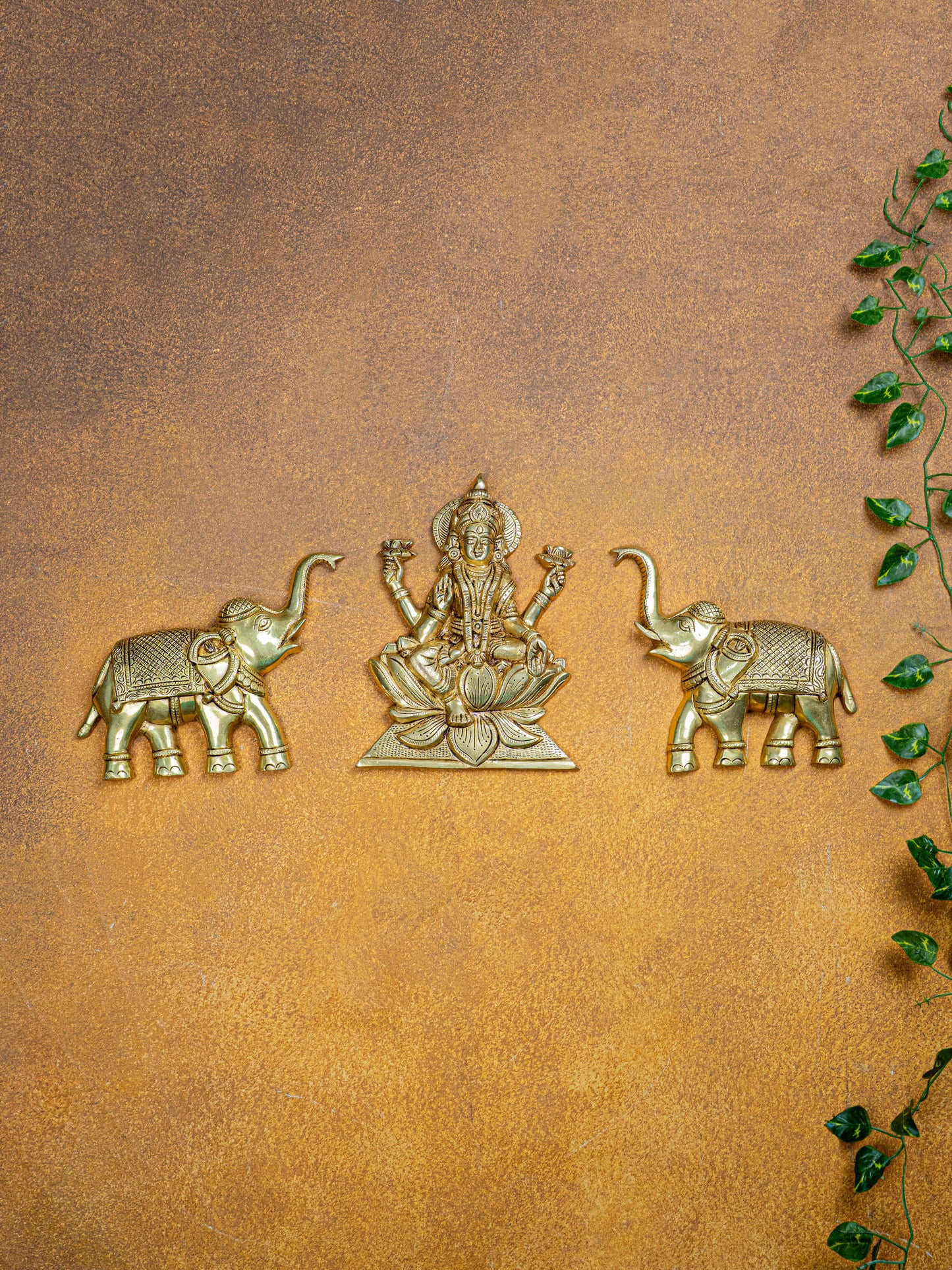 Brass Gajalakshmi with Elephant Wall Hanging - 10 inch - WL5464