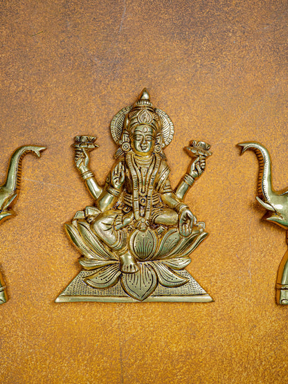Brass Gajalakshmi with Elephant Wall Hanging - 10 inch - WL5464