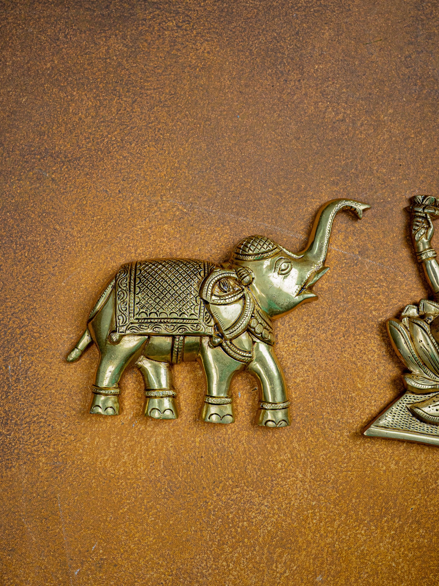 Brass Gajalakshmi with Elephant Wall Hanging - 10 inch - WL5464