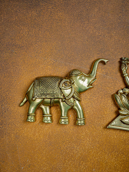 Brass Gajalakshmi with Elephant Wall Hanging - 10 inch - WL5464