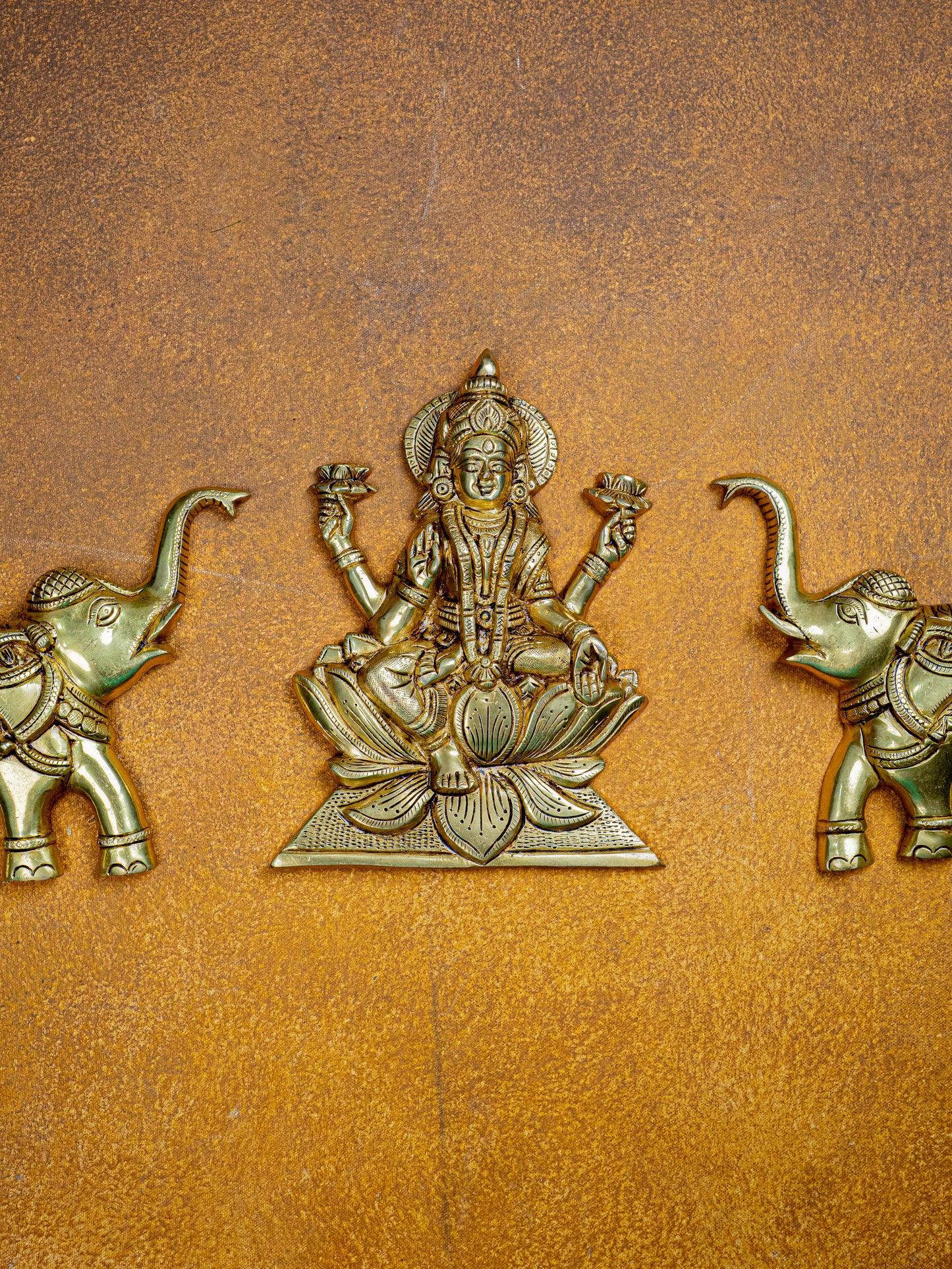 Brass Gajalakshmi with Elephant Wall Hanging - 10 inch - WL5464