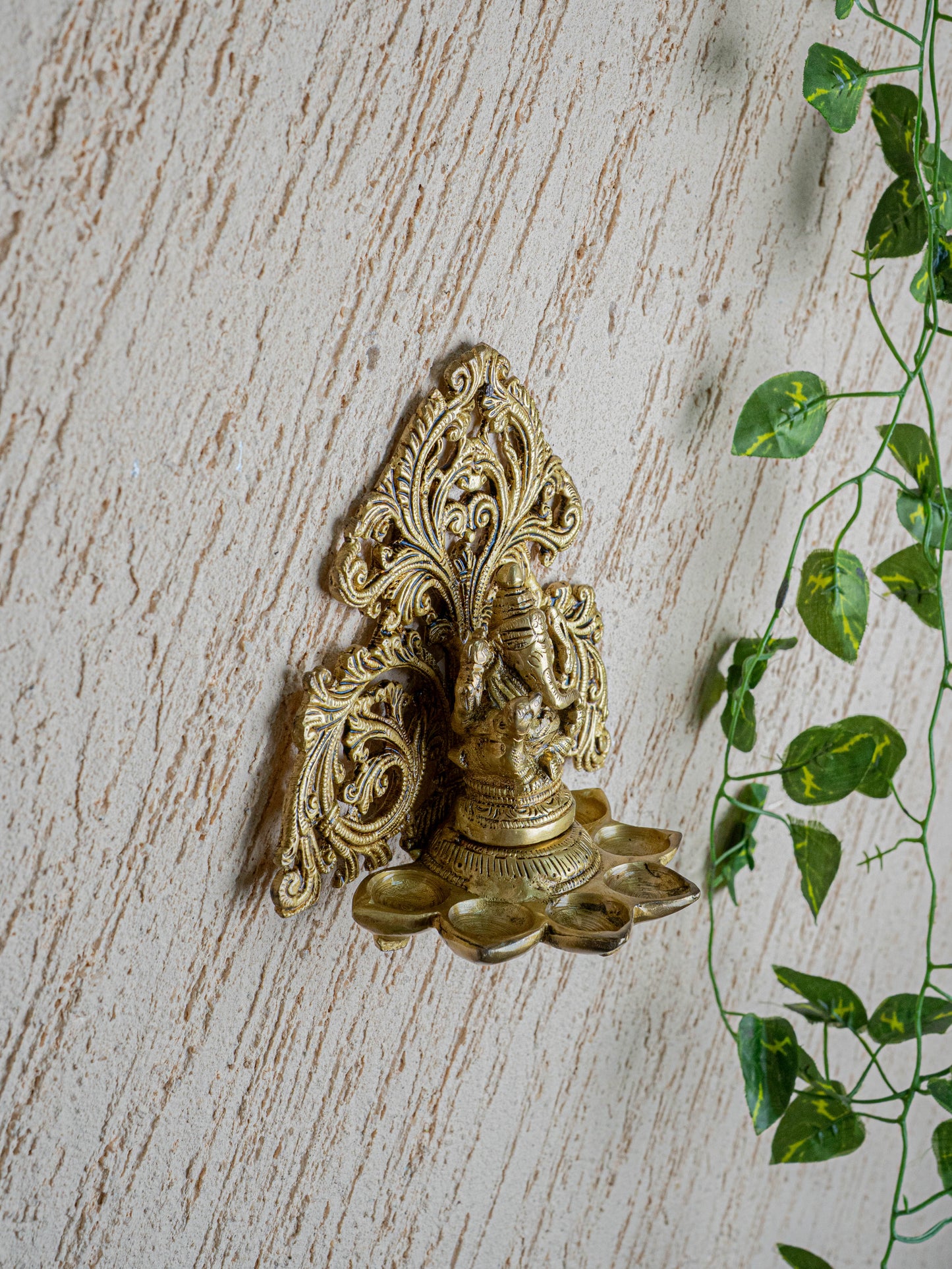 Brass Ganesha with Diya - 6 inch - WL5466