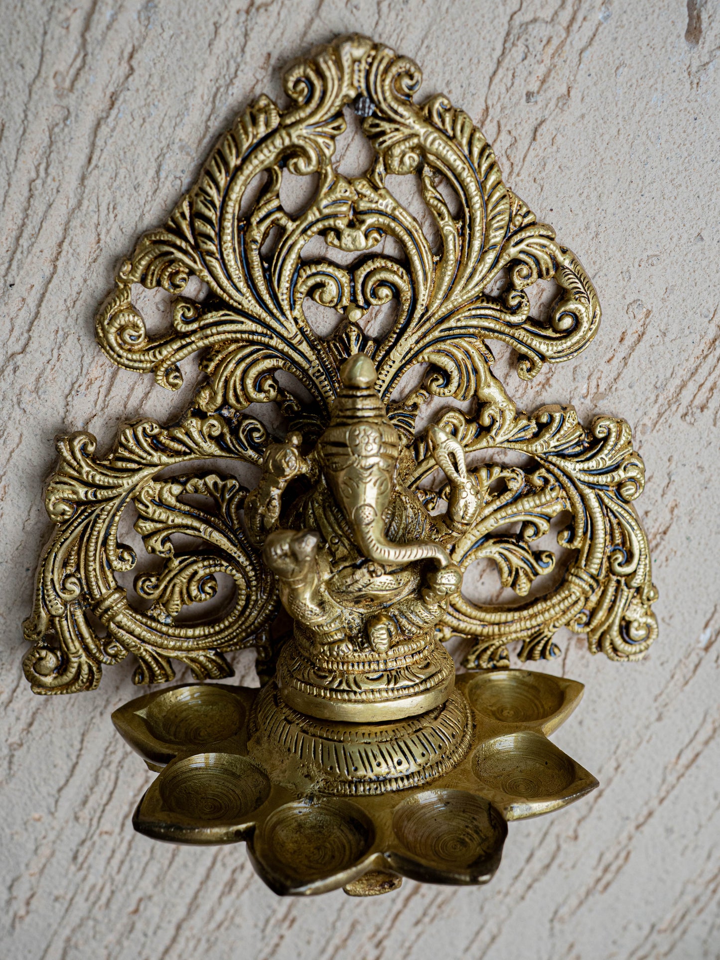 Brass Ganesha with Diya - 6 inch - WL5466