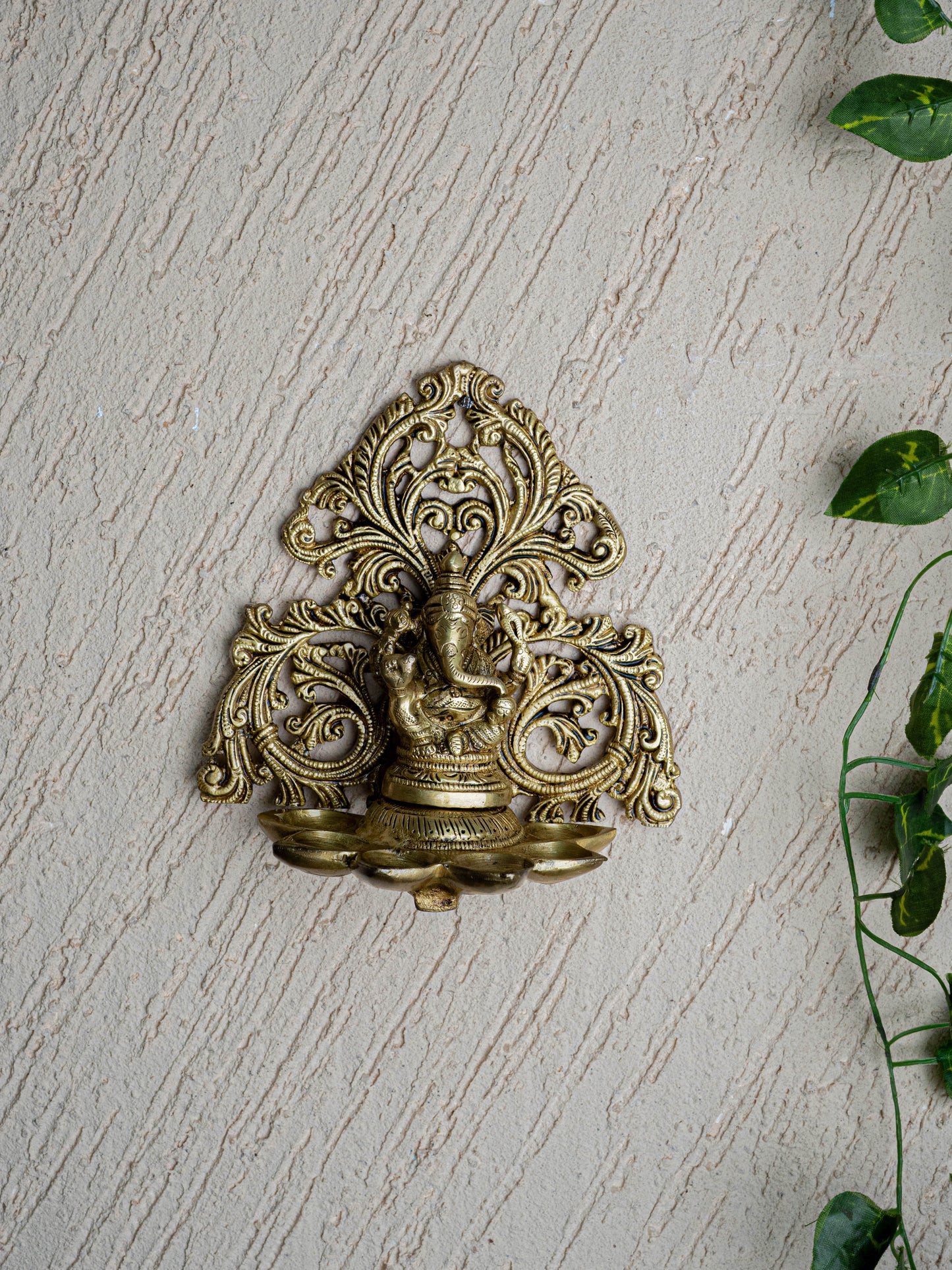 Brass Ganesha with Diya - 6 inch - WL5466
