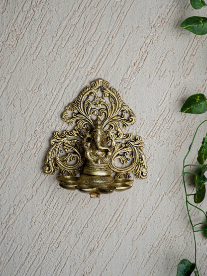 Brass Ganesha with Diya - 6 inch - WL5466