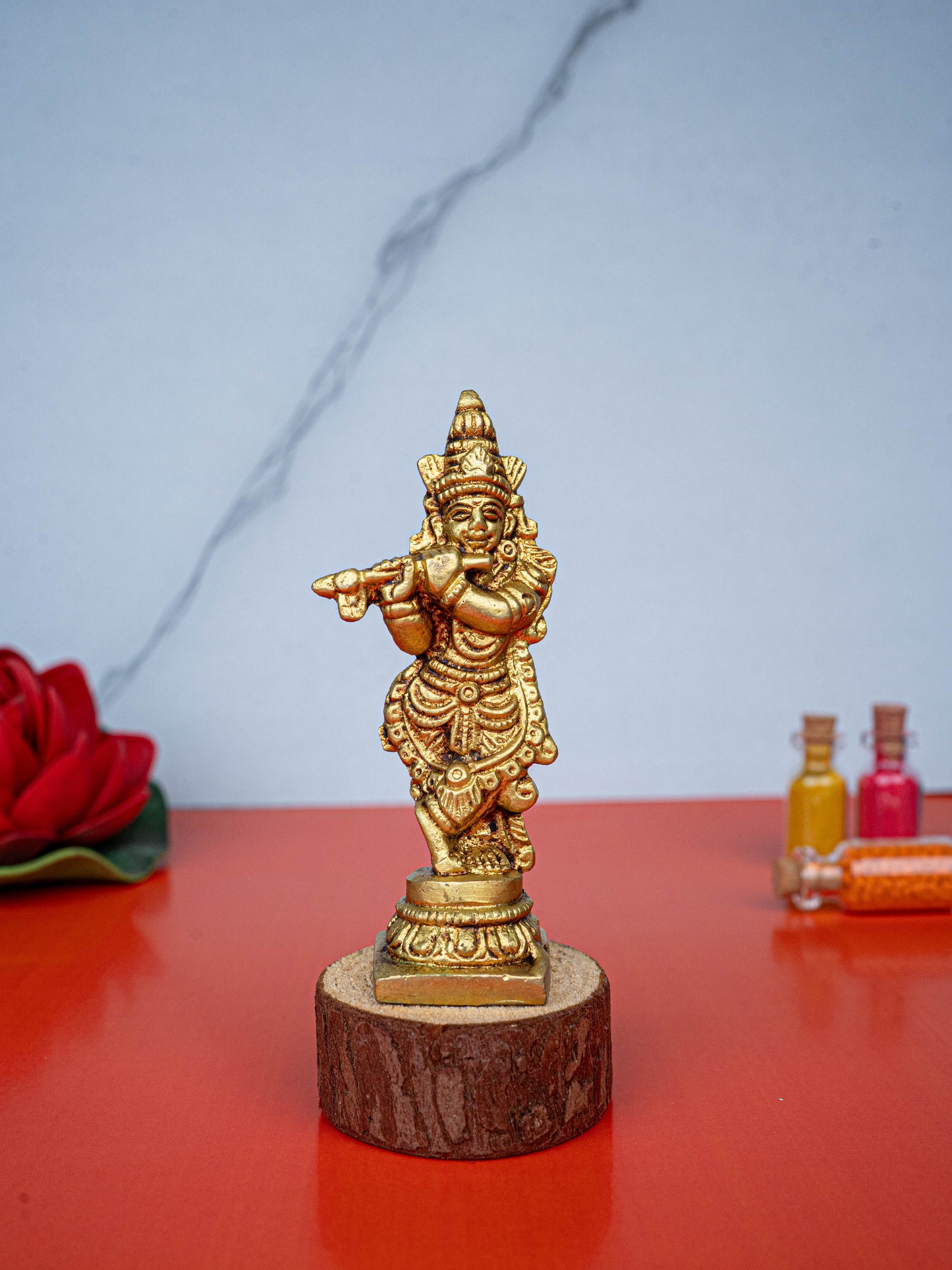 Brass Krishna Idol - 3 inch - WL5467