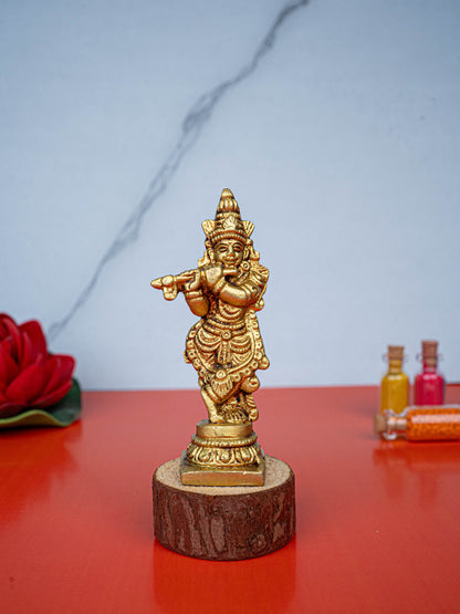 Brass Krishna Idol - 3 inch - WL5467