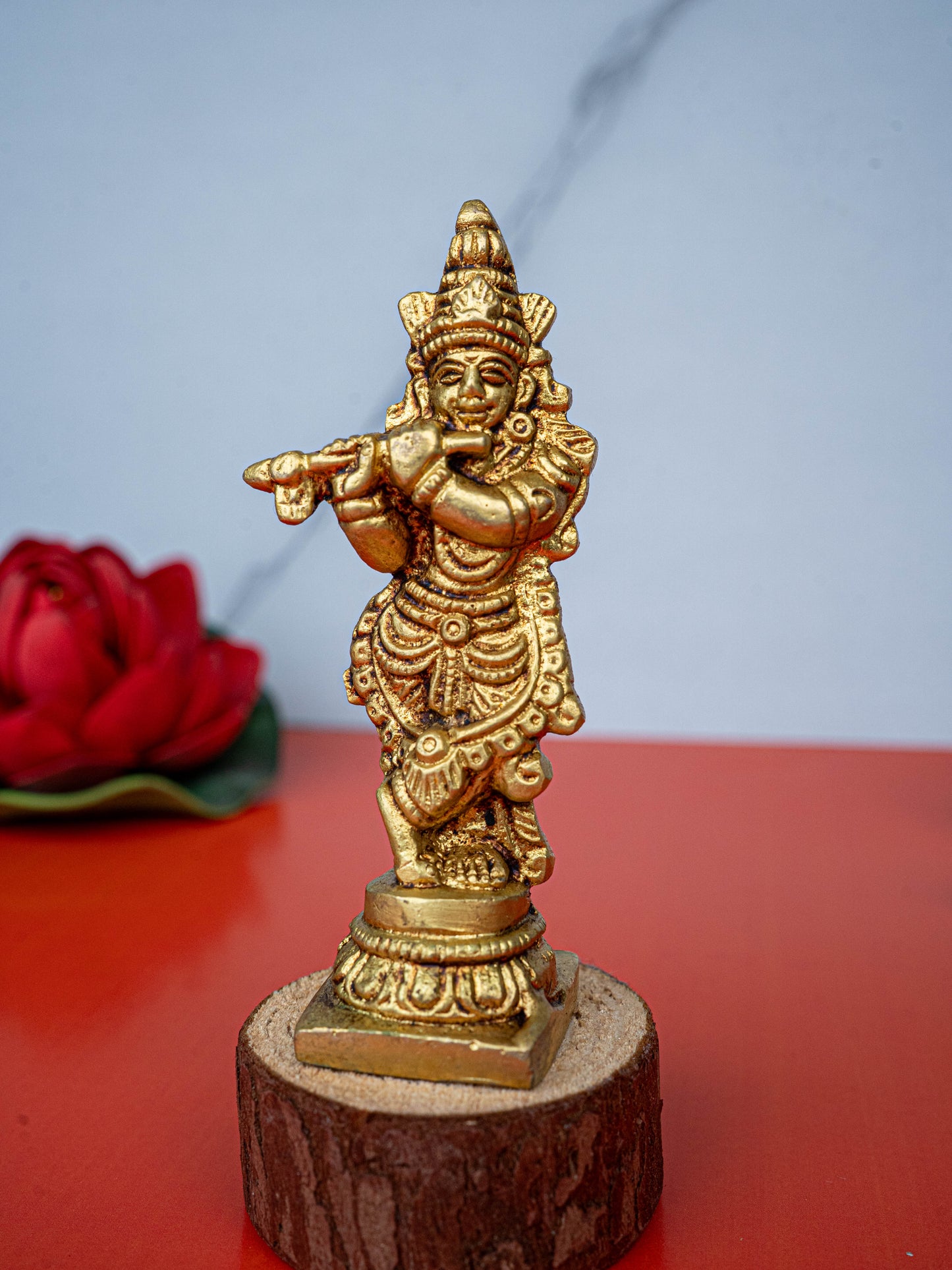Brass Krishna Idol - 3 inch - WL5467
