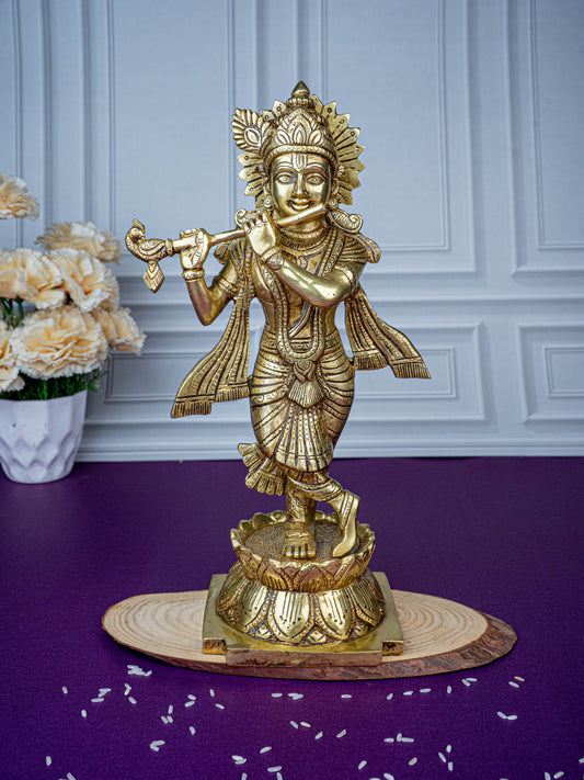 Brass Krishna Idol - 12 inch - WL5468