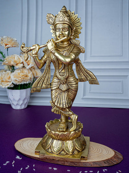 Brass Krishna Idol - 12 inch - WL5468