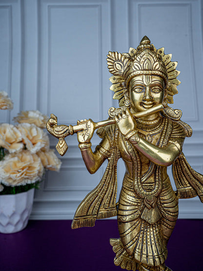 Brass Krishna Idol - 12 inch - WL5468