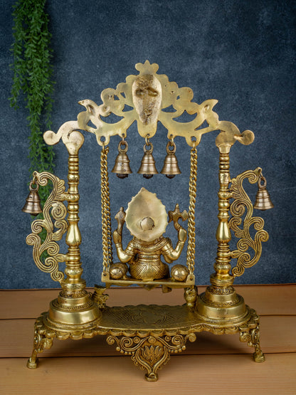 Brass Swing Ganesha with Bell - 19 inch - WL5470
