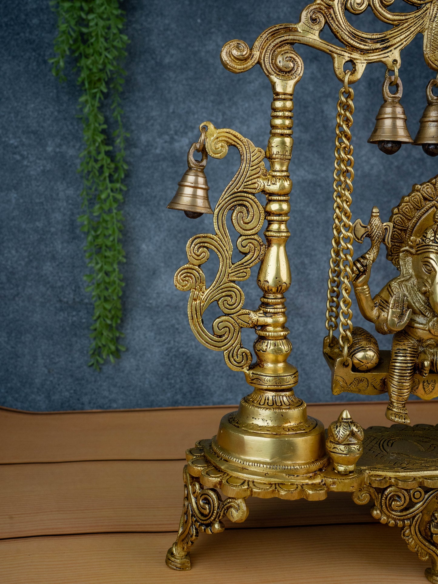 Brass Swing Ganesha with Bell - 19 inch - WL5470