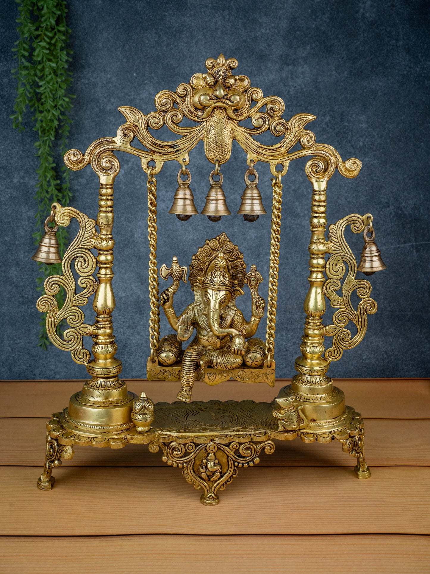 Brass Swing Ganesha with Bell - 19 inch - WL5470