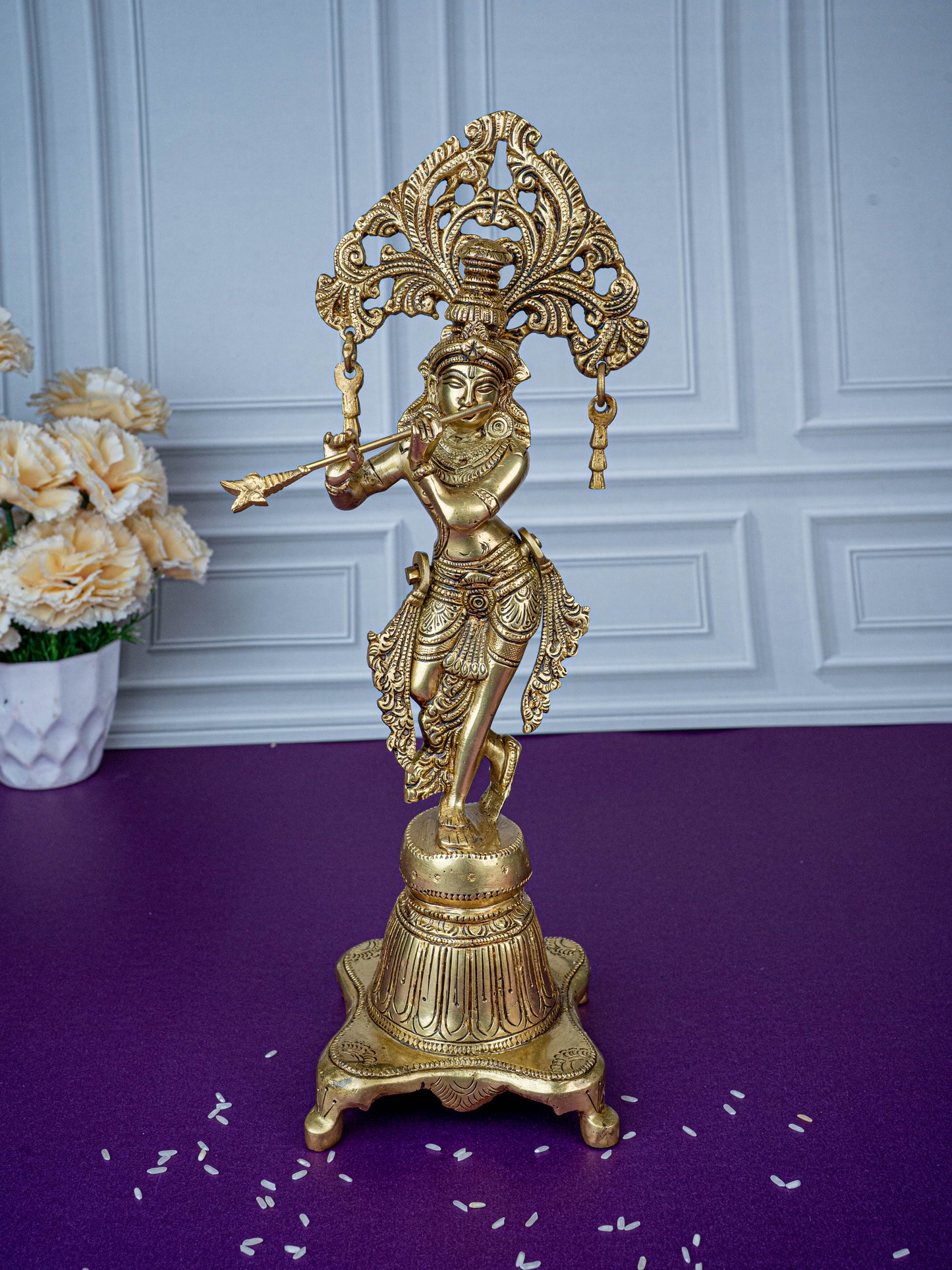 Brass Krishna Idol - 14 inch - WL5471