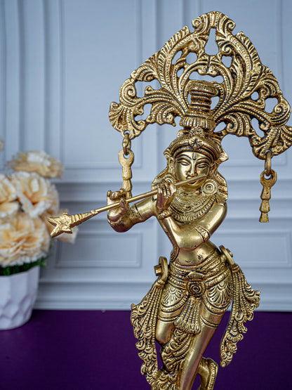 Brass Krishna Idol - 14 inch - WL5471