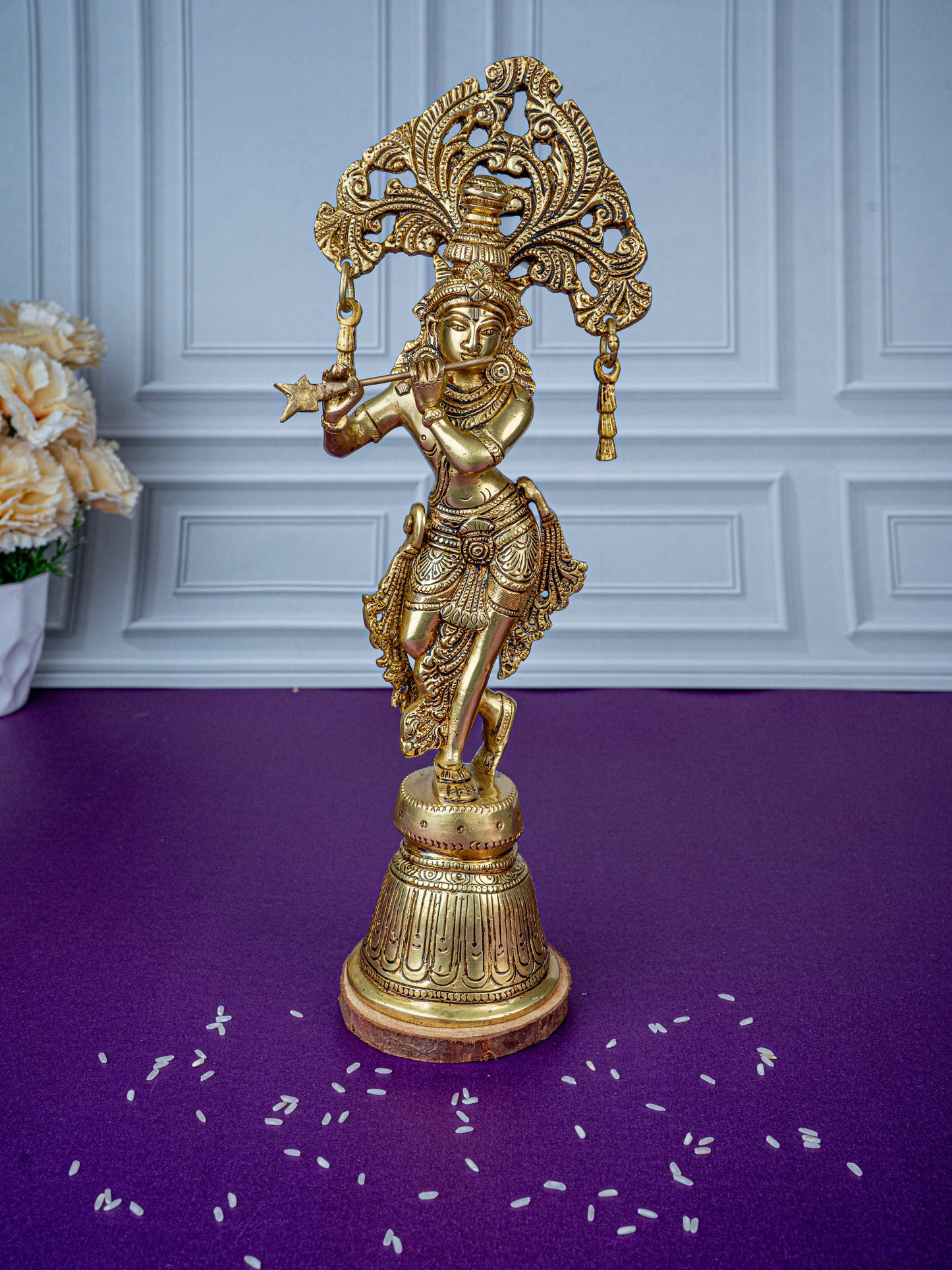 Brass Krishna Idol - 13 inch - WL5472