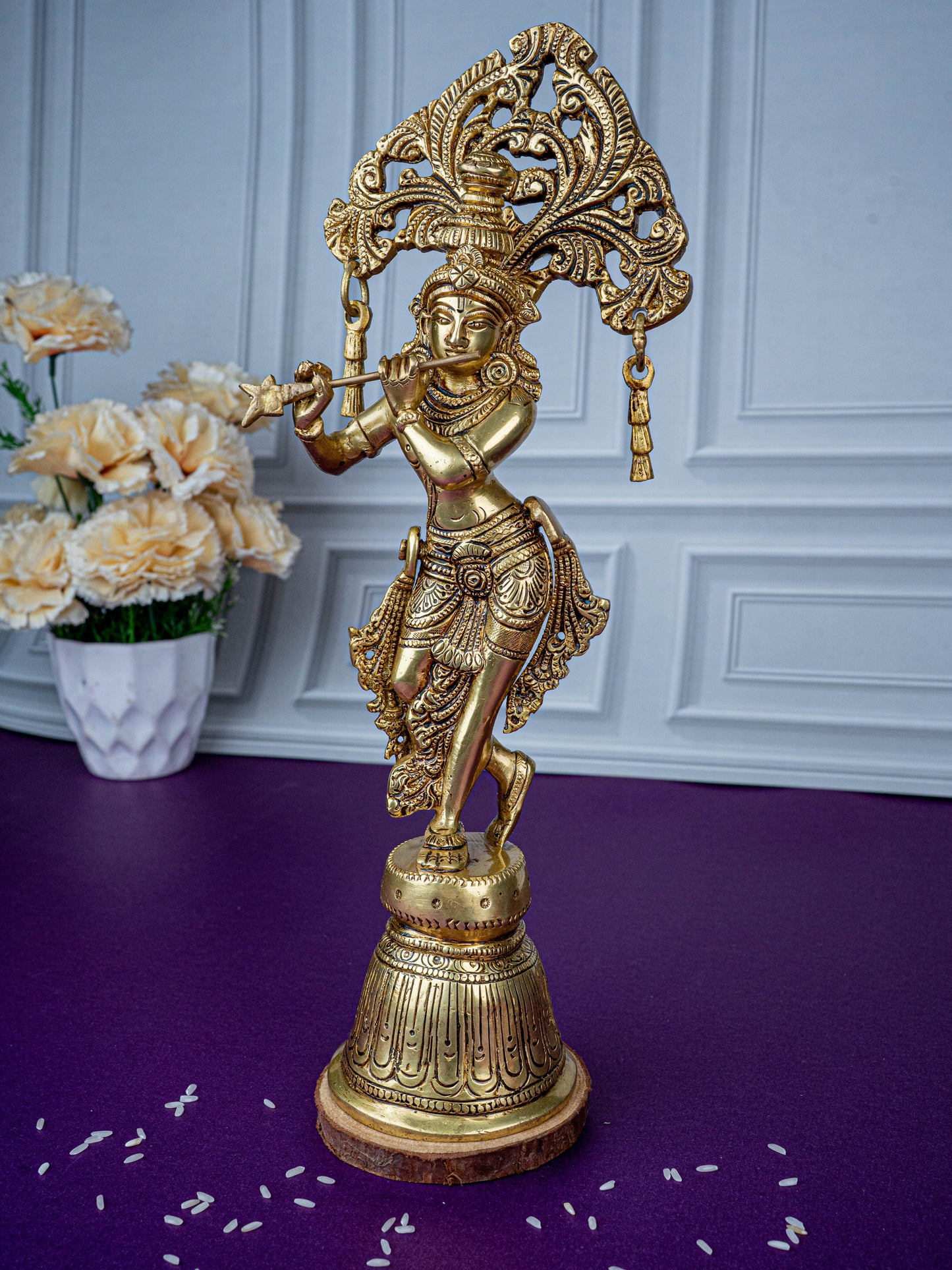 Brass Krishna Idol - 13 inch - WL5472
