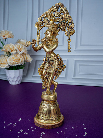 Brass Krishna Idol - 13 inch - WL5472