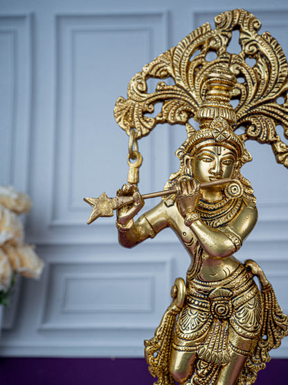 Brass Krishna Idol - 13 inch - WL5472