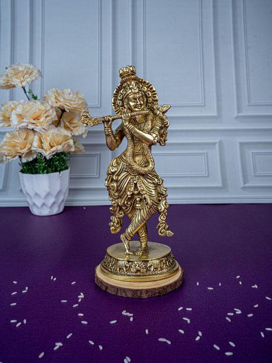 Brass Krishna Idol - 9 inch - WL5474