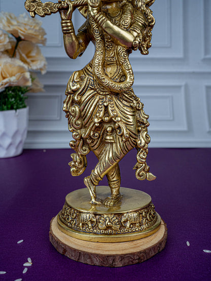 Brass Krishna Idol - 9 inch - WL5474