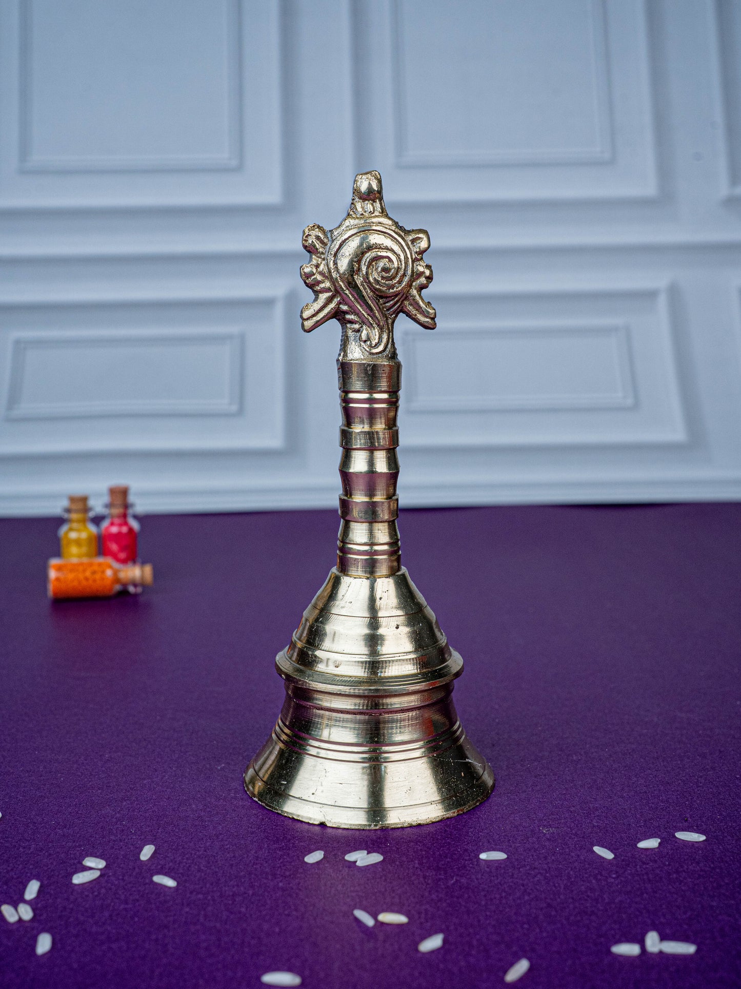 Brass Bell with Shankh - 7 inch - WL5475