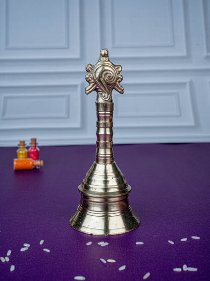 Brass Bell with Shankh - 7 inch - WL5475