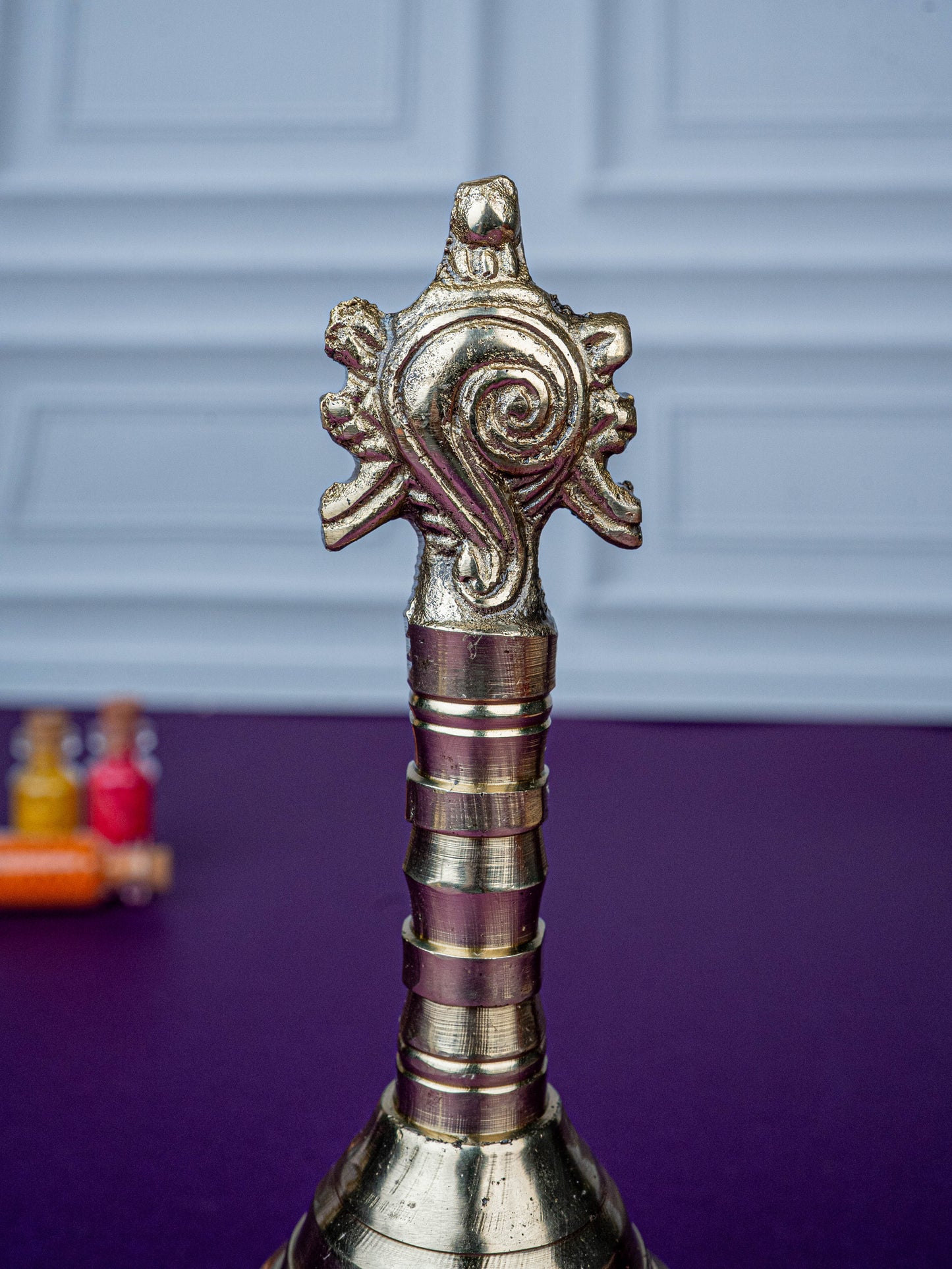 Brass Bell with Shankh - 7 inch - WL5475