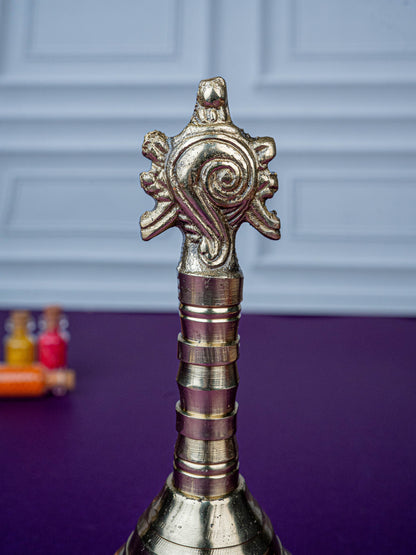 Brass Bell with Shankh - 7 inch - WL5475