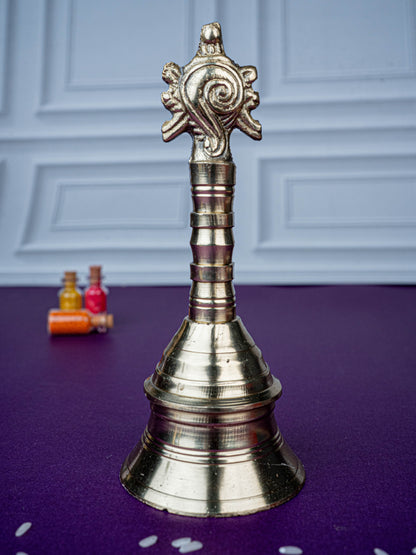 Brass Bell with Shankh - 7 inch - WL5475