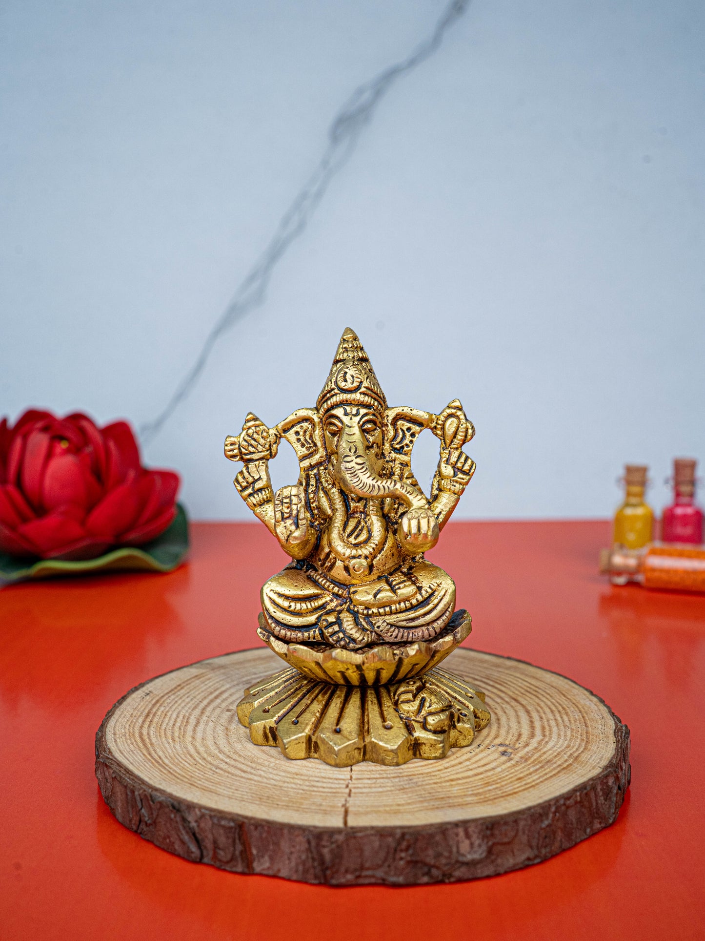 Brass Lakshmi Ganesha Idol - 3 inch - WL5480