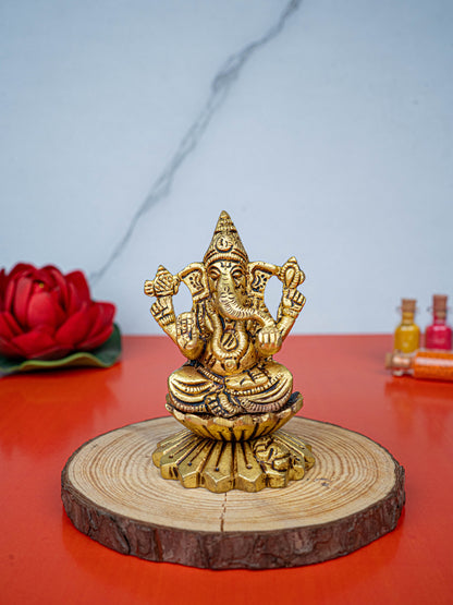 Brass Lakshmi Ganesha Idol - 3 inch - WL5480