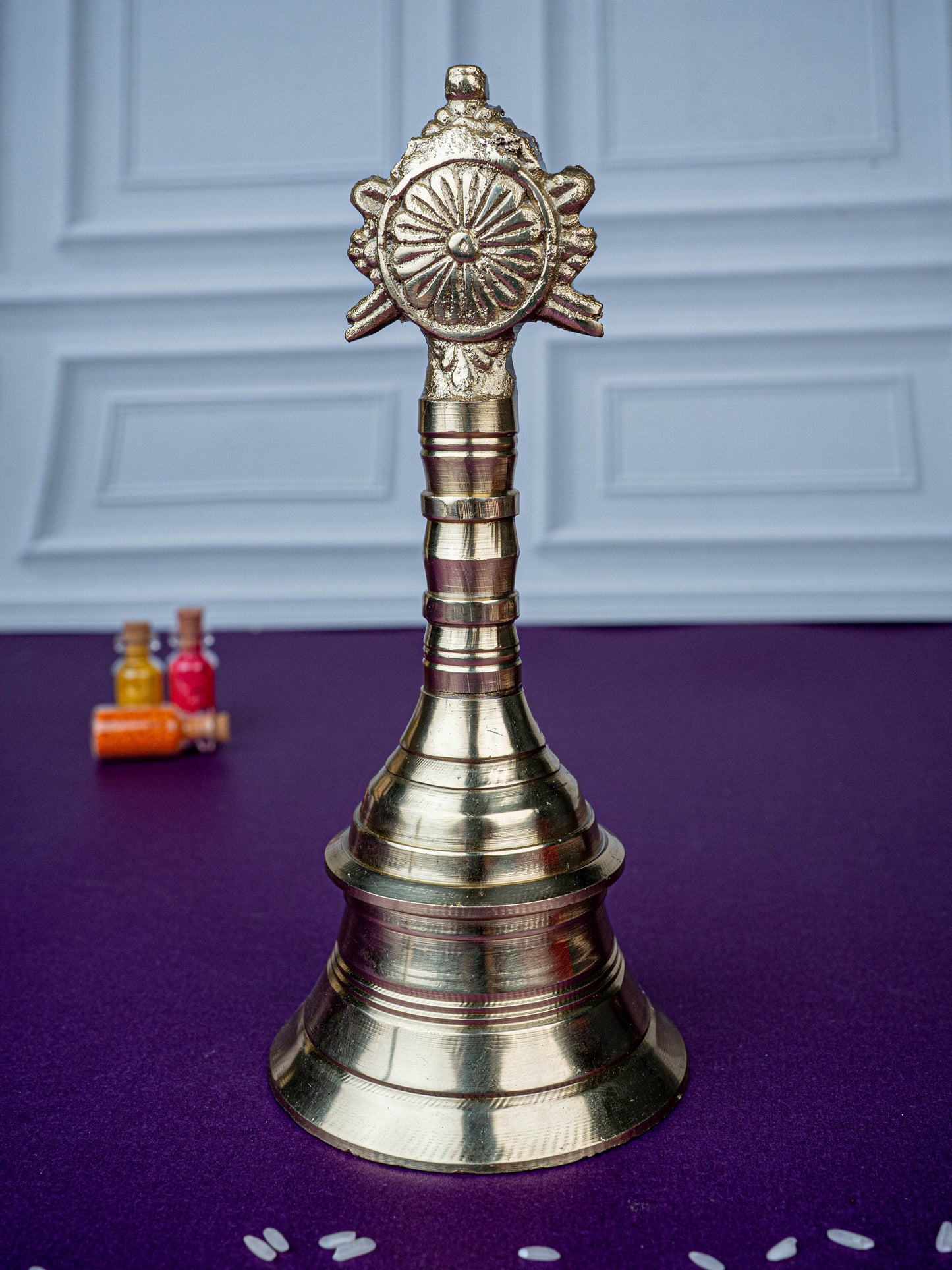 Brass Bell with Chakra - 6 inch - WL5481
