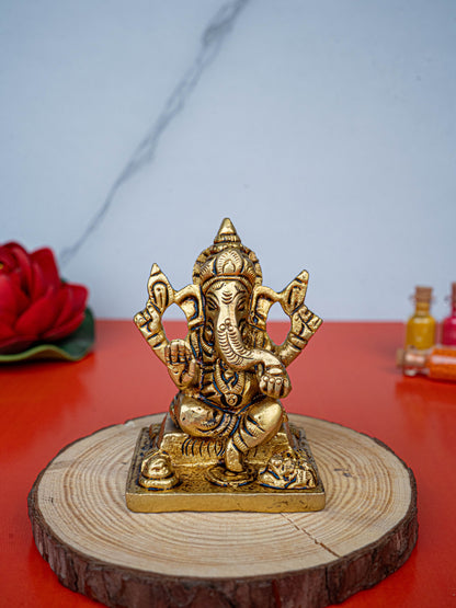 Brass Lakshmi Ganesha Idol - 3 inch - WL5484