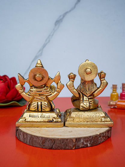 Brass Lakshmi Ganesha Idol - 3 inch - WL5484