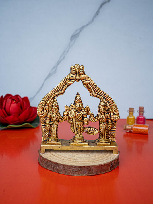 Brass Murugan Valli Deivanai in Frame - 4 inch - WL5485