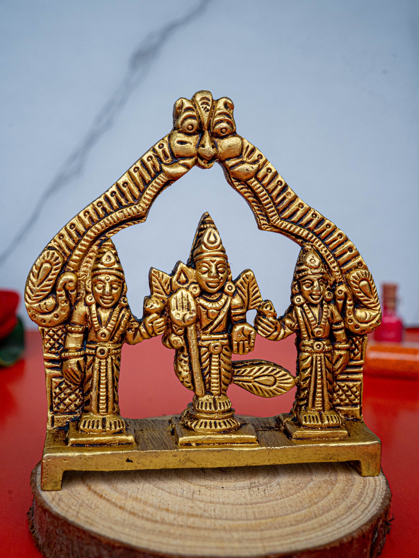 Brass Murugan Valli Deivanai in Frame - 4 inch - WL5485