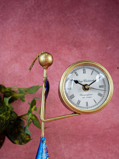 Metal Handpainted Lady with Clock - Set of 2 - 12 inch - WL5487