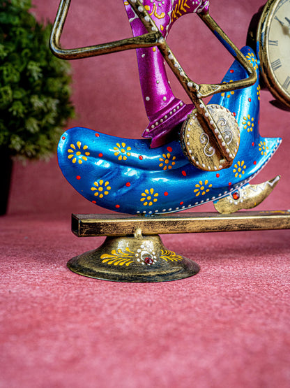 Metal Handpainted Musical Pen Stand with Clock - WL5488
