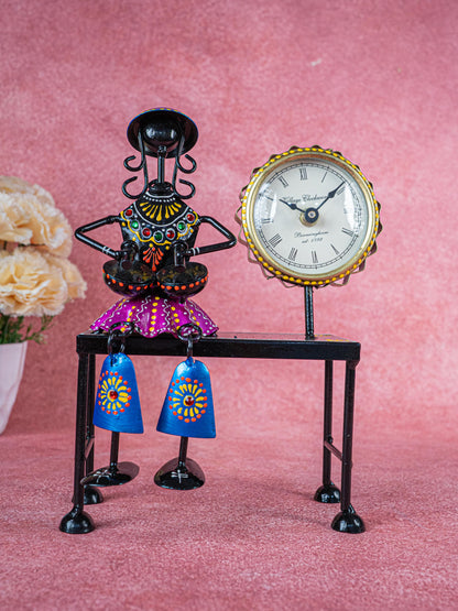 Metal Handpainted Musician with Clock - 10 inch - WL5489