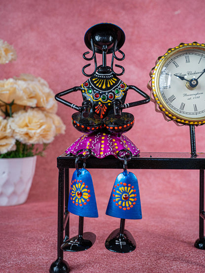 Metal Handpainted Musician with Clock - 10 inch - WL5489