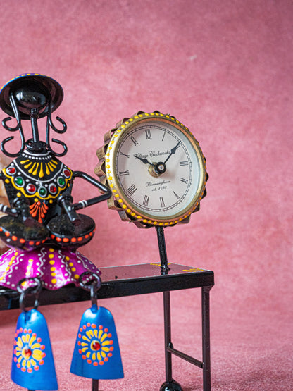 Metal Handpainted Musician with Clock - 10 inch - WL5489