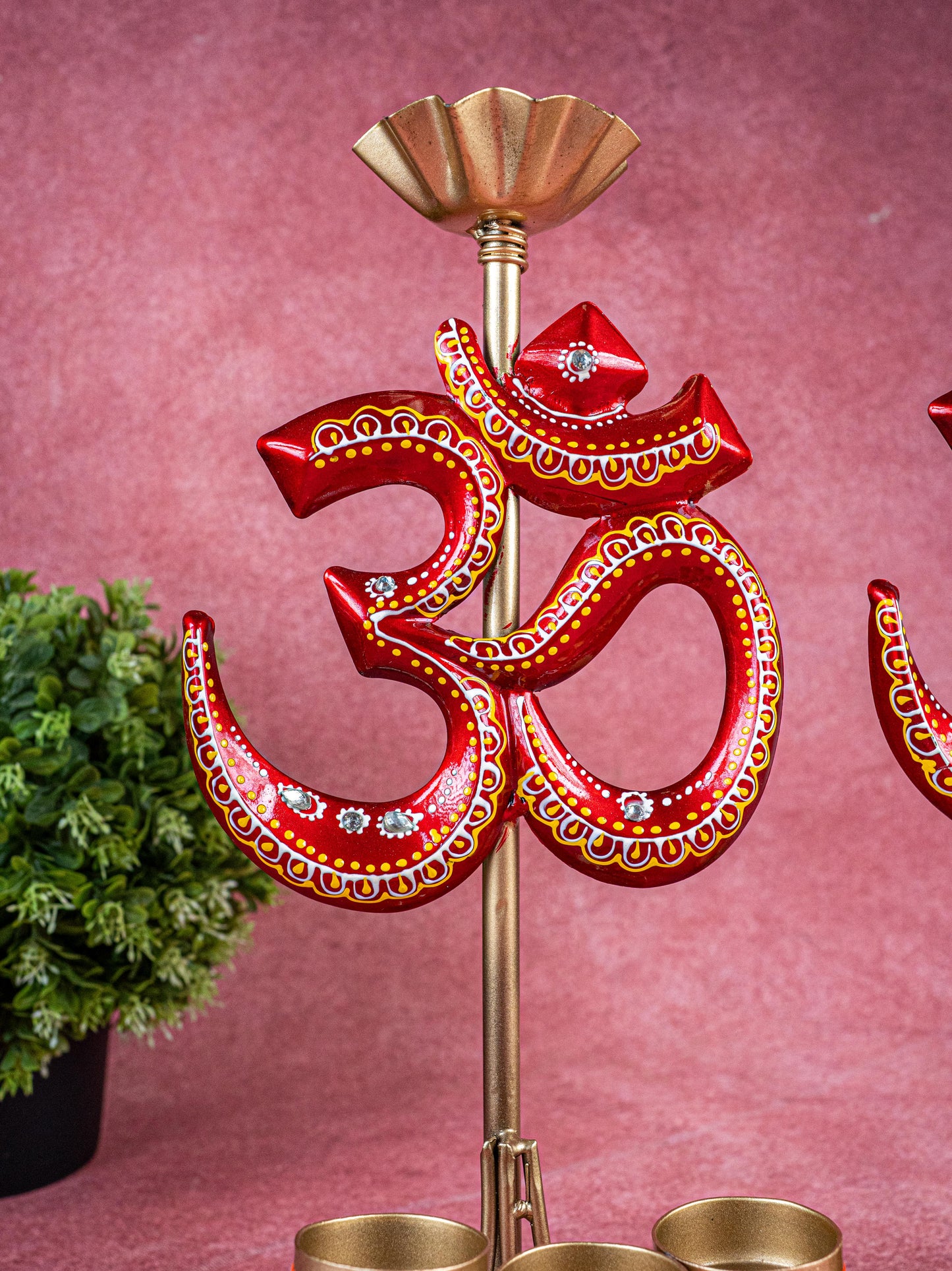 Metal Handpainted Om T Light Holder - Set of 2 - 13 Inch - WL5491