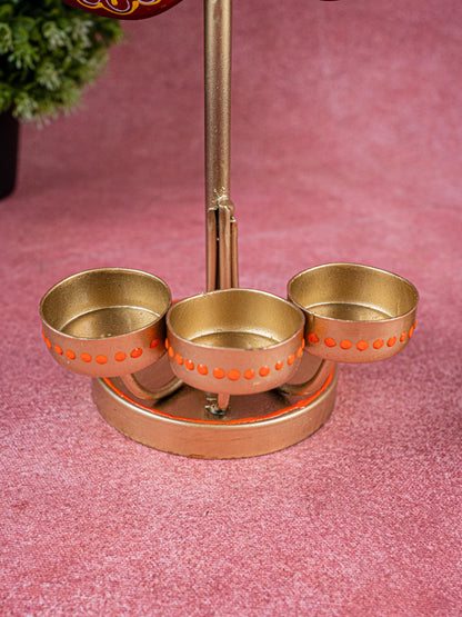 Metal Handpainted Om T Light Holder - Set of 2 - 13 Inch - WL5491