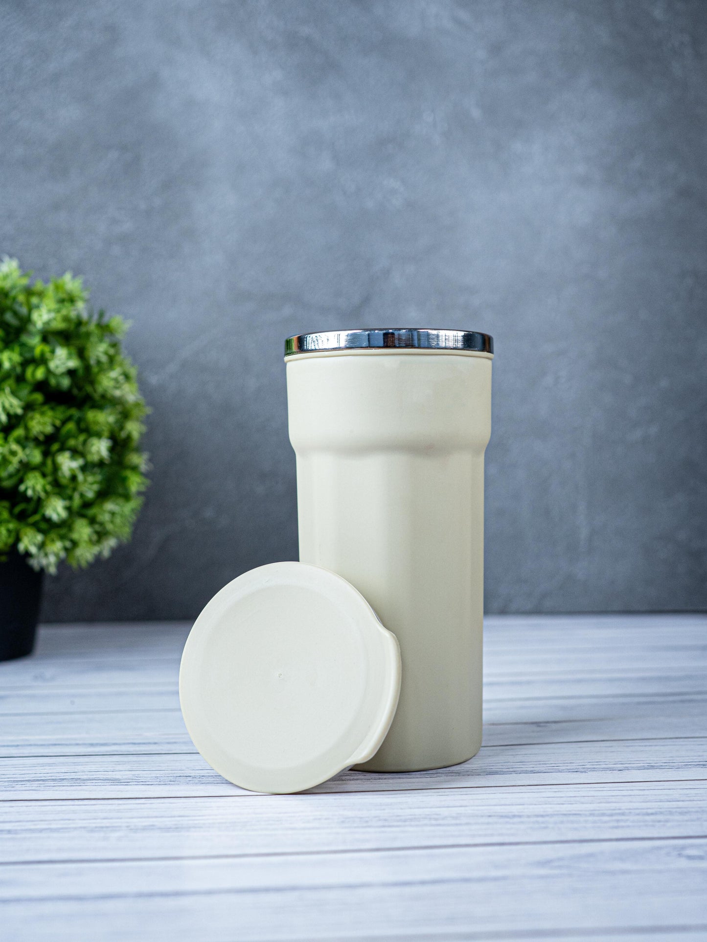 Insulated Mug with Lid - 6 inch - Beige - WL5492-1
