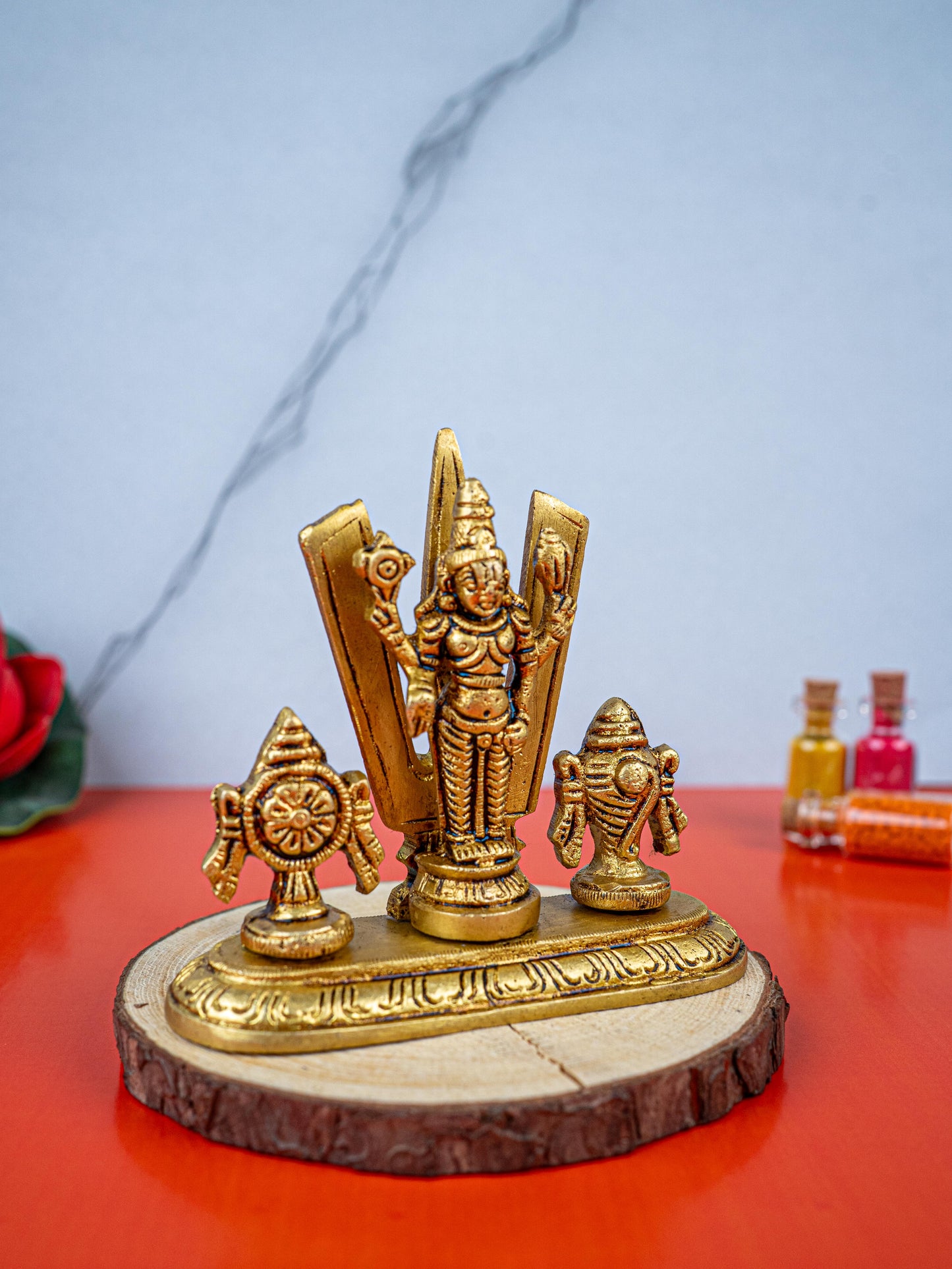 Brass Balaji with Shankh Chakra Namam Idol - 3 inch - WL5493