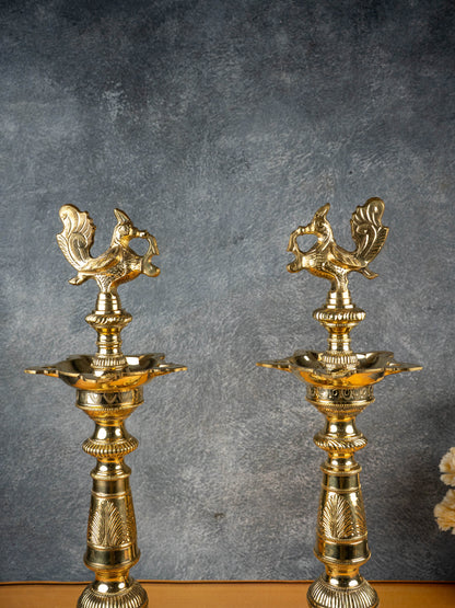 Brass Annapakshi Kuthu Vilakku - 21 inch - WL5506
