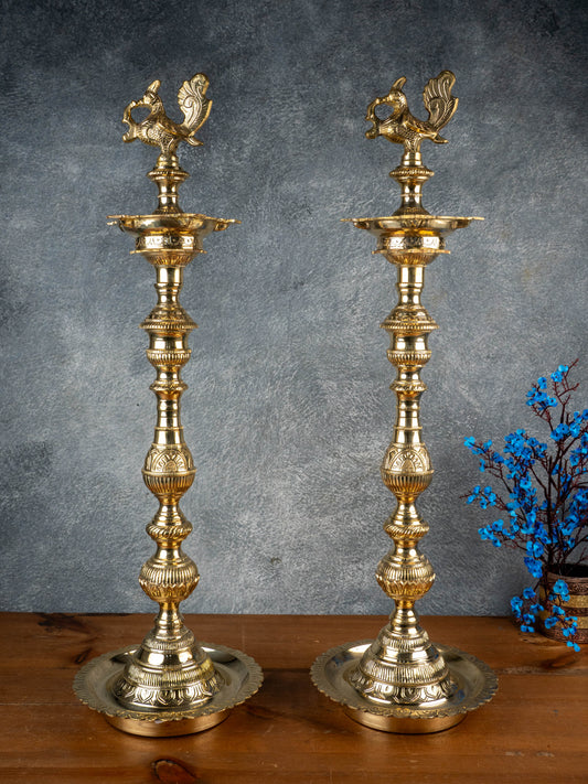 Brass Annapakshi Kuthu Vilakku - 28 inch - WL5508