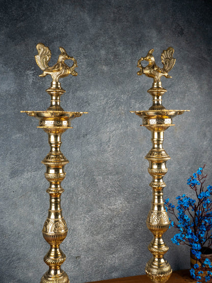 Brass Annapakshi Kuthu Vilakku - 28 inch - WL5508